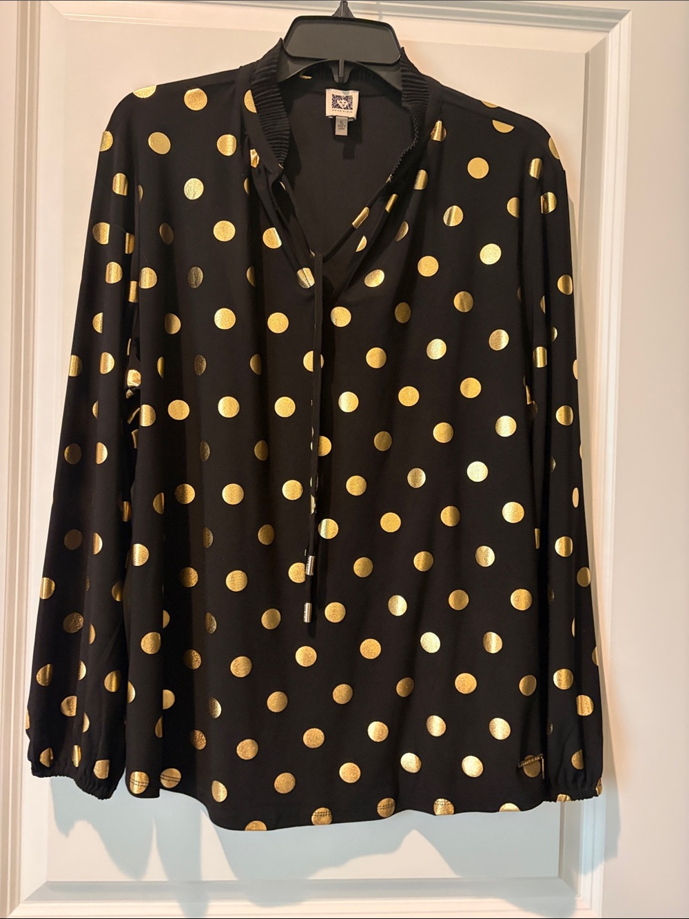 Anne Klein Blouse with Metallic Gold Dots